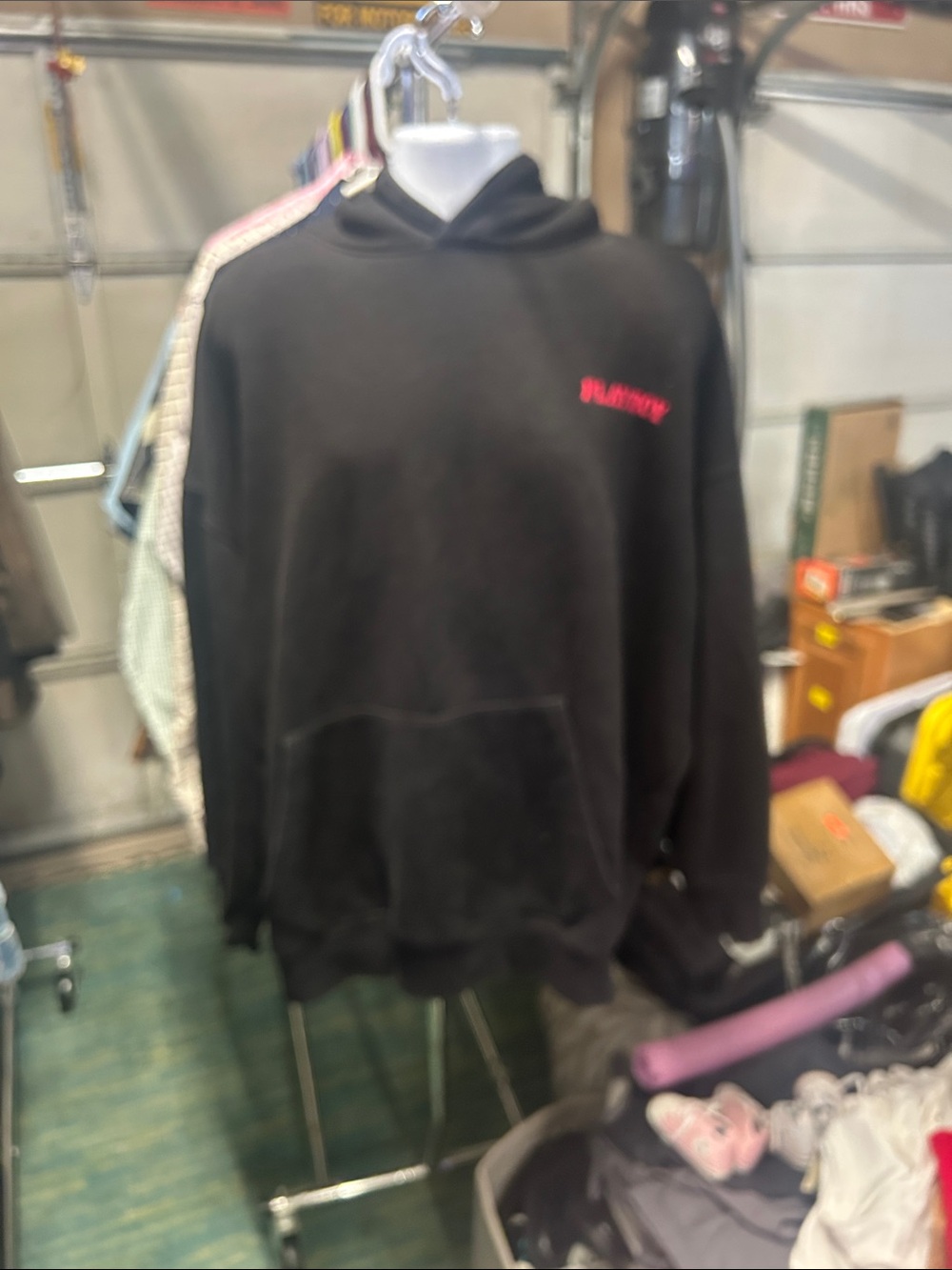 Missguided Black Pullover Hoodie with Subtle Pink Label
